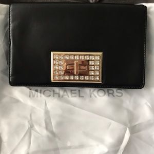 NWT Michael Kors Black Leather Crystal Ellie Bag